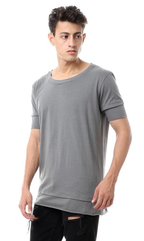 56677 Fashionable Short Sleeves Tee - Dark Grey - Ravin 