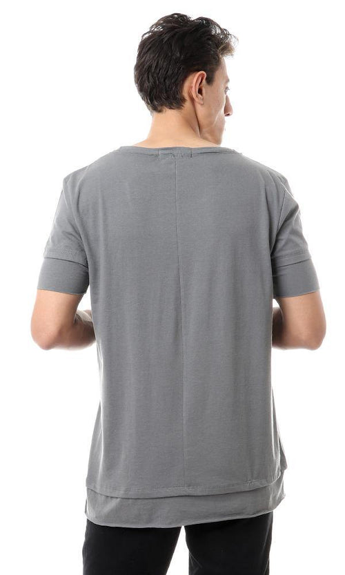 56677 Fashionable Short Sleeves Tee - Dark Grey - Ravin 