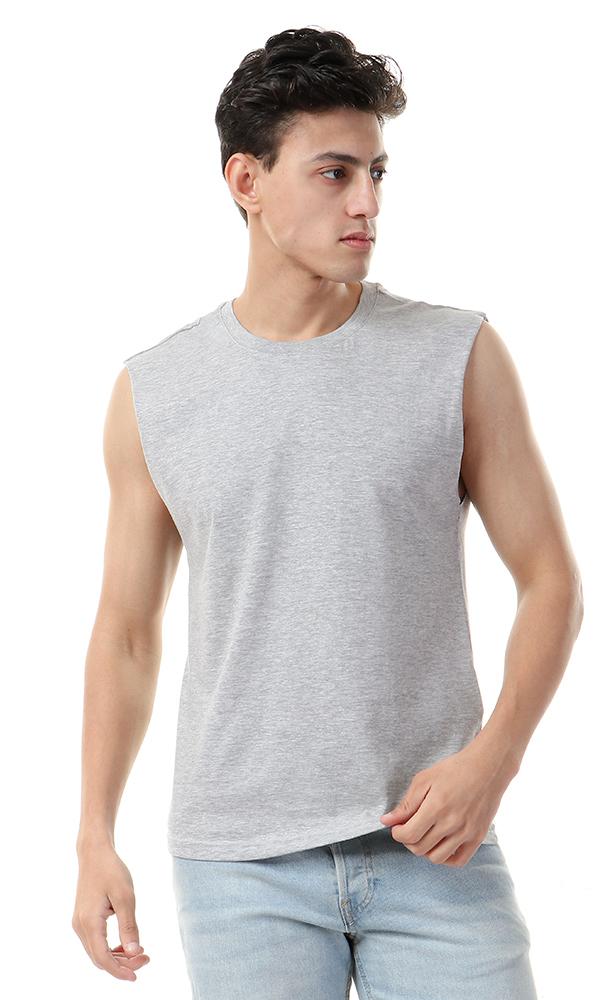 56688 Basic Heather Grey Round Neck Tank Top - Ravin 