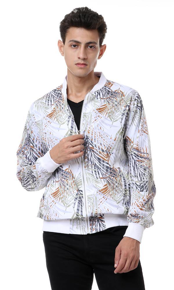 56754 Boom Boom Zipped Round Neck Jacket - White - Ravin 