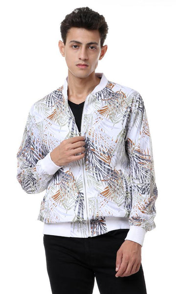 56754 Boom Boom Zipped Round Neck Jacket - White - Ravin 