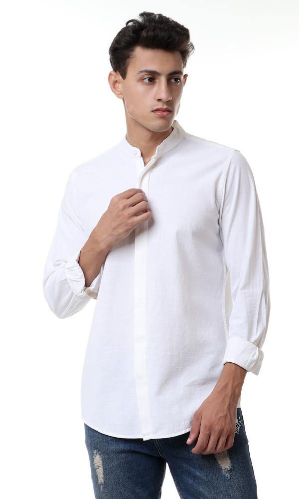 56755 Hidden Buttons Linen Cream Shirt - Ravin 