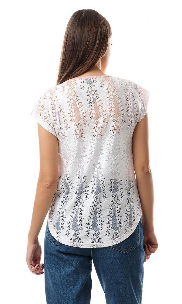56814 Back Lace Simple Leightweight Rose Top - Ravin 
