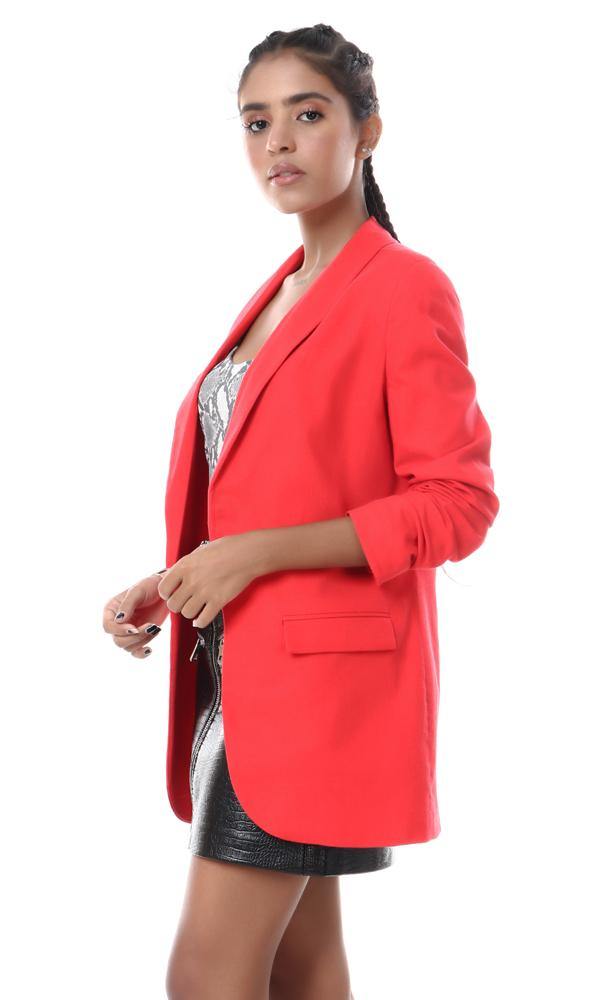 57010 Notched Lapel Textile Red Blazer - Ravin 