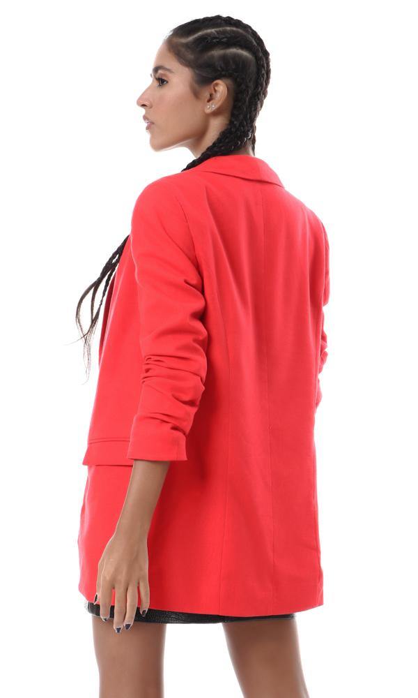 57010 Notched Lapel Textile Red Blazer - Ravin 