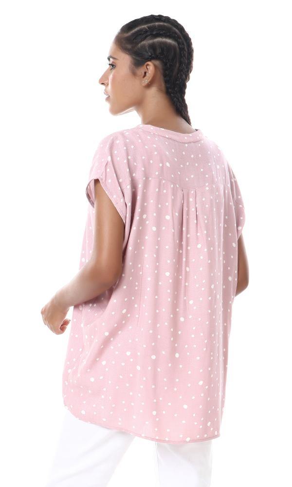 57043 Deep V-Neck Loose Dusty Rose Blouse - Ravin 