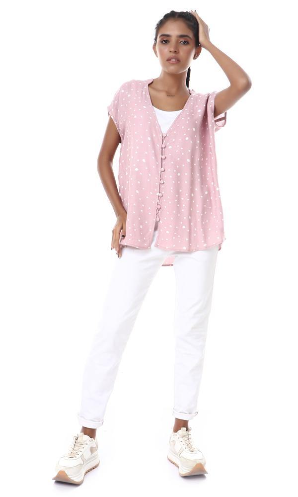 57043 Deep V-Neck Loose Dusty Rose Blouse - Ravin 
