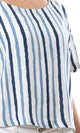 57048 Blue Stripes Short Sleeves Off White Top - Ravin 