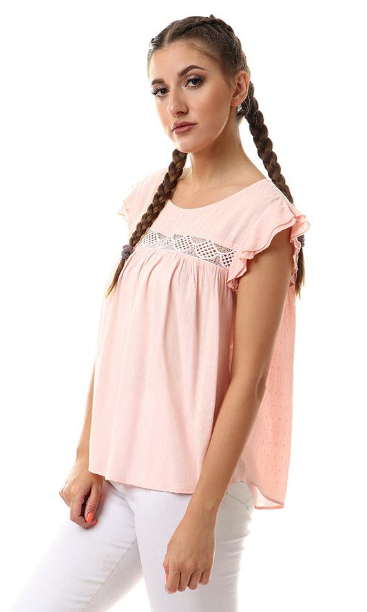 57049 Ruffle Sleeveless Peach Loose Blouse - Ravin 