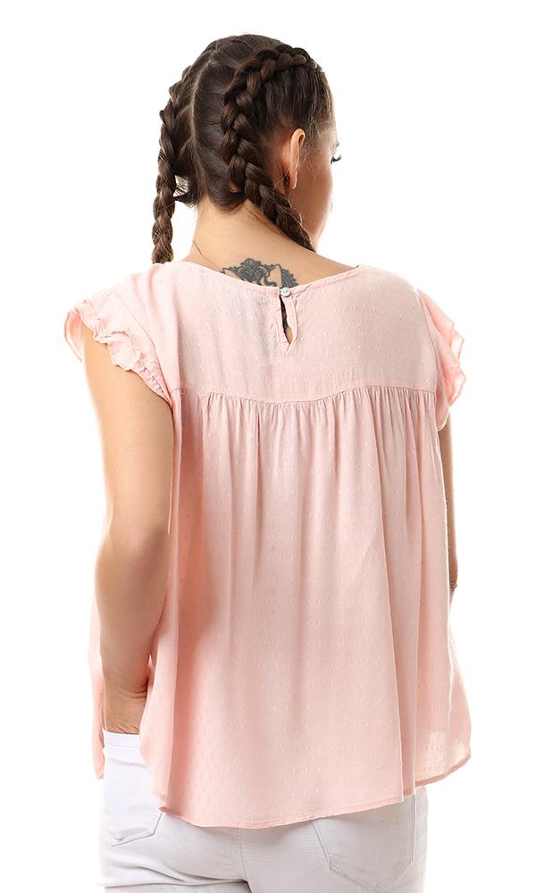 57049 Ruffle Sleeveless Peach Loose Blouse - Ravin 