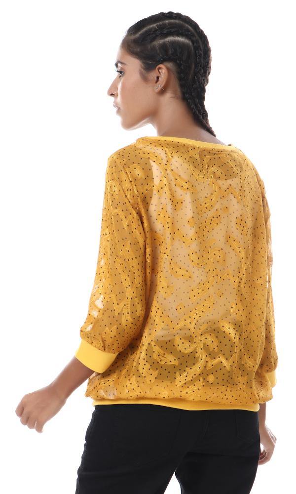 57059 Dotted See Through Mustard Top - Ravin 