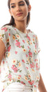 57082 Multicolour Floral Chiffon Blouse With Front Tie - Ravin 
