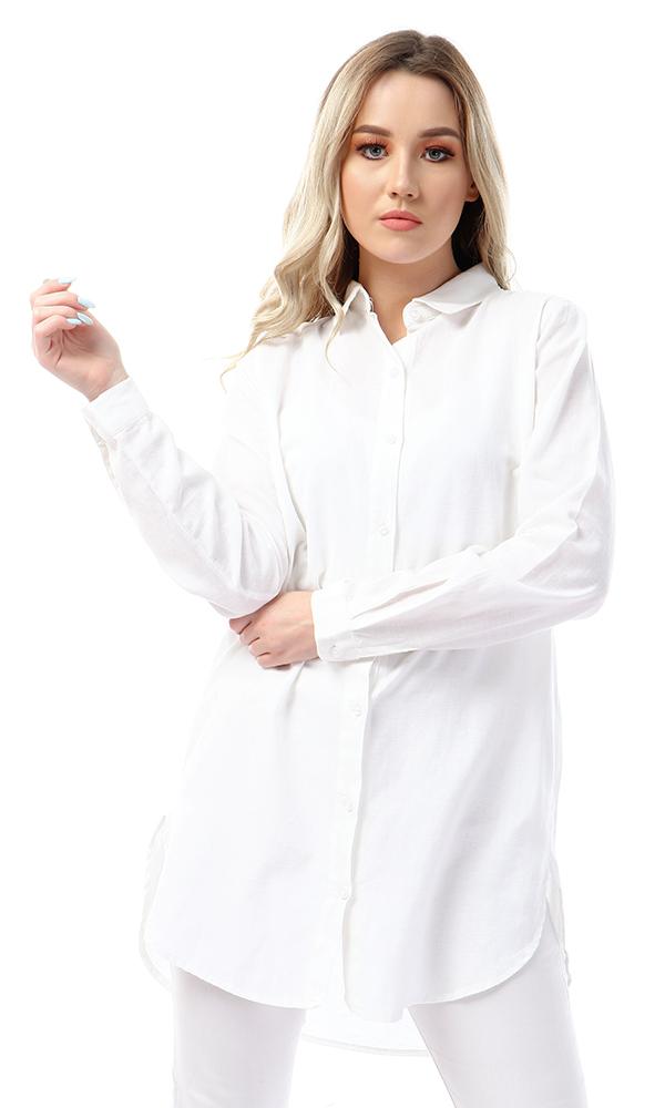 57112 Full Sleeves Buttoned Simple White Shirt - Ravin 