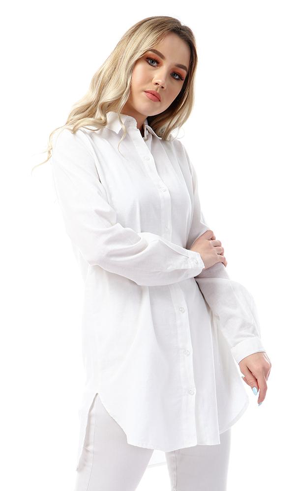 57112 Full Sleeves Buttoned Simple White Shirt - Ravin 