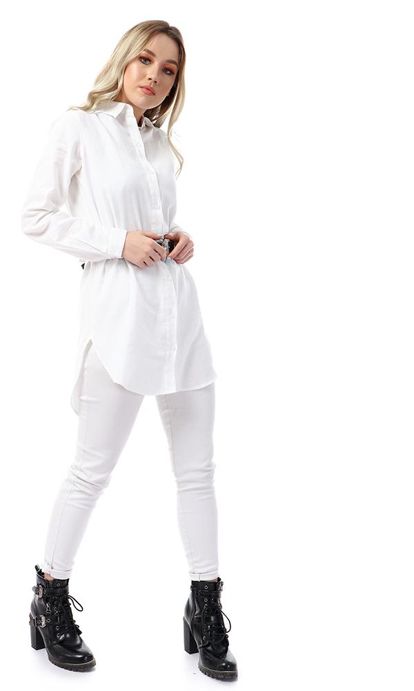 57112 Full Sleeves Buttoned Simple White Shirt - Ravin 