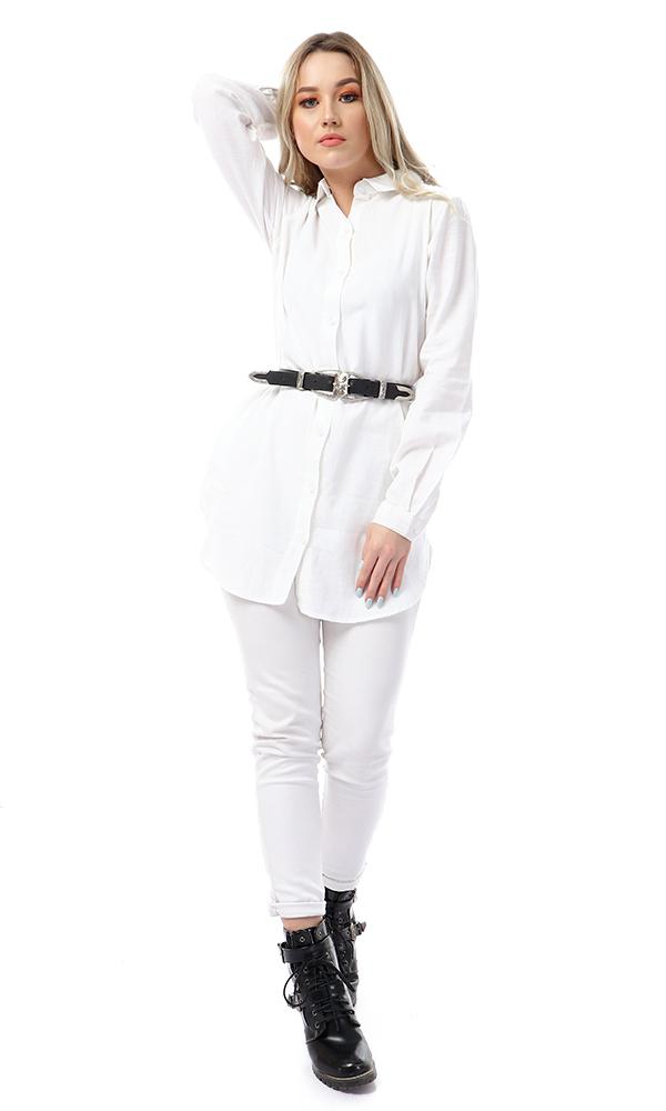 57112 Full Sleeves Buttoned Simple White Shirt - Ravin 