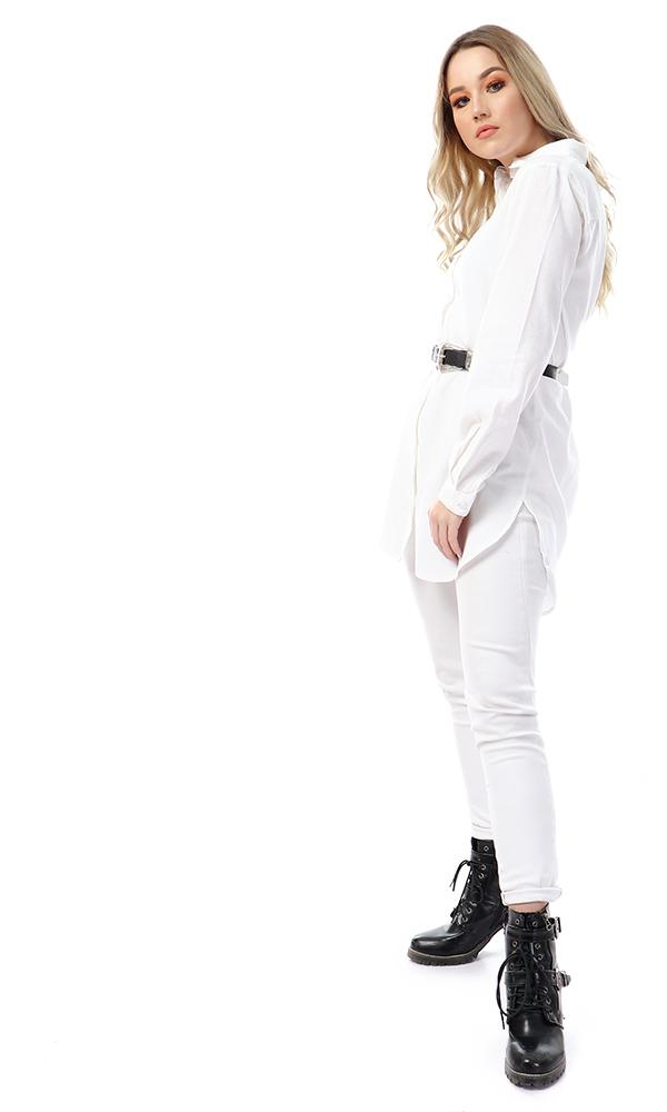 57112 Full Sleeves Buttoned Simple White Shirt - Ravin 