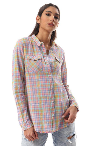 57150 Colorful Tartan Shirt With Front Pockets - Ravin 