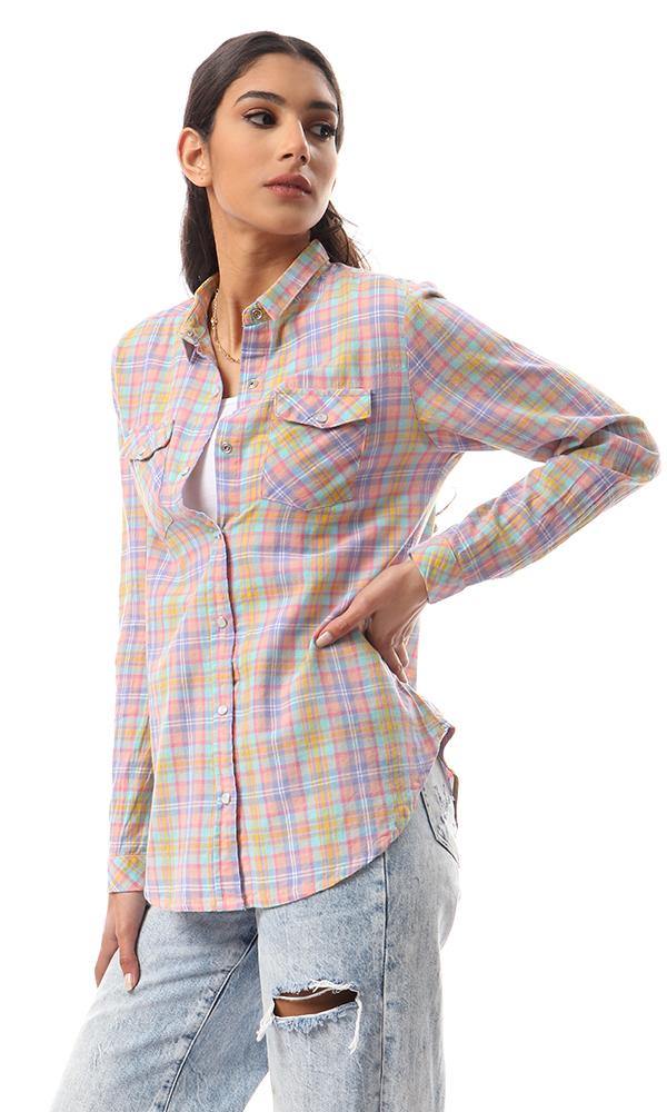 57150 Colorful Tartan Shirt With Front Pockets - Ravin 