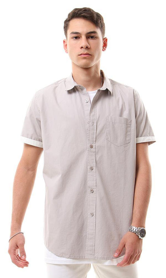 57236 Short Sleeves Buttons Down Grey Shirt - Ravin 