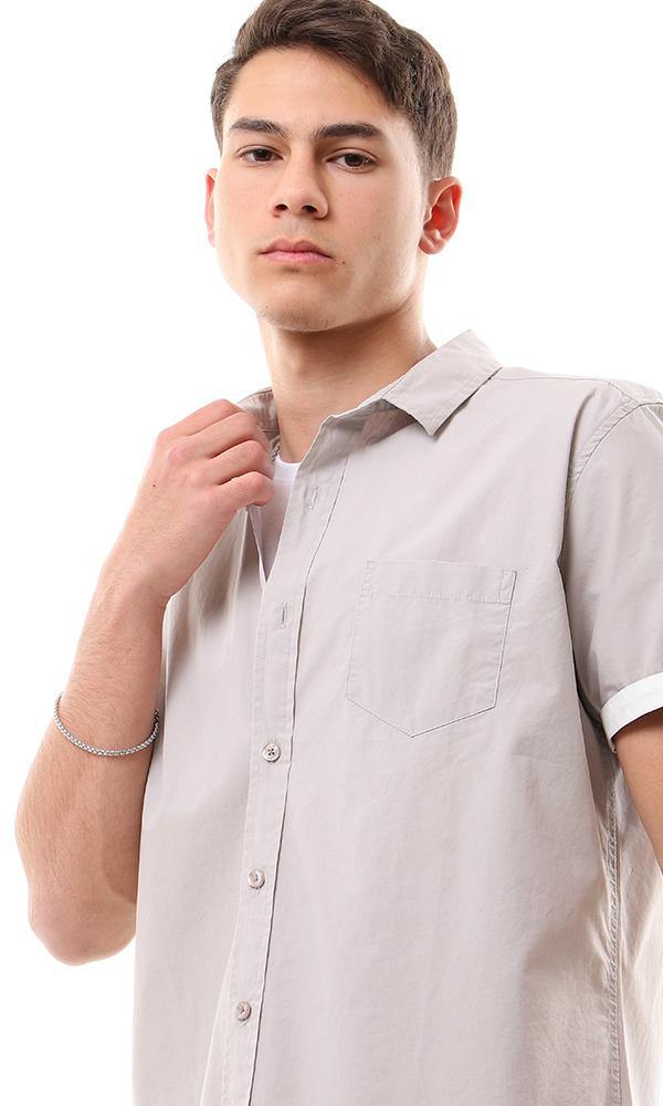 57236 Short Sleeves Buttons Down Grey Shirt - Ravin 