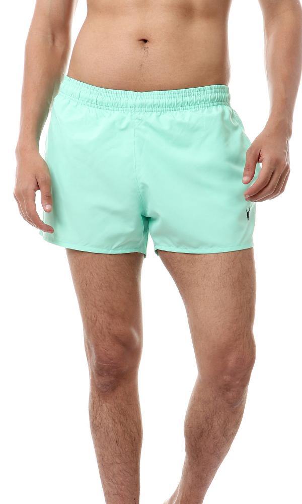 57247 Elastic Waist Solid Swim Short - Bright Aquamarine - Ravin 