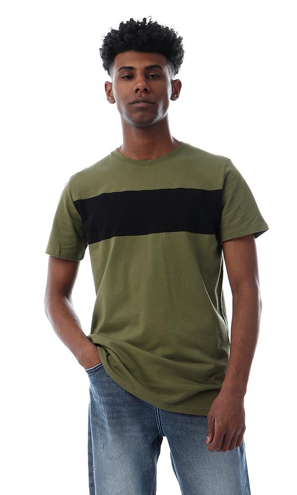 57373 Simple Casual Slip On Olive T-shirt - Ravin 