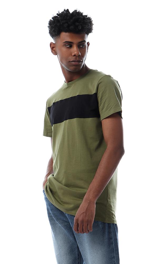 57373 Simple Casual Slip On Olive T-shirt - Ravin 