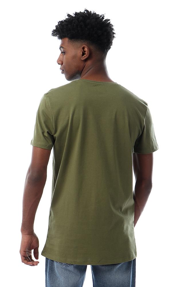 57373 Simple Casual Slip On Olive T-shirt - Ravin 