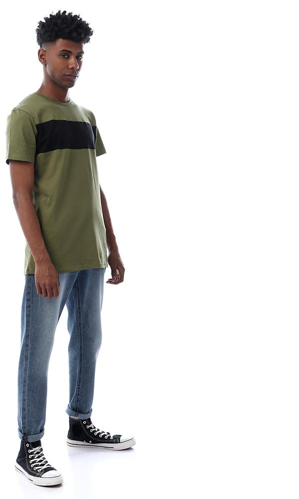 57373 Simple Casual Slip On Olive T-shirt - Ravin 