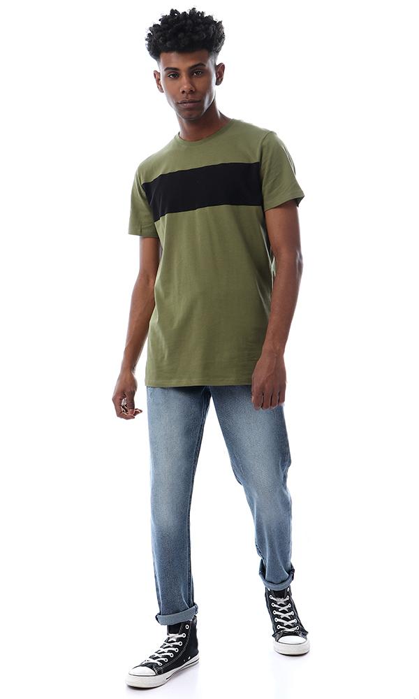 57373 Simple Casual Slip On Olive T-shirt - Ravin 