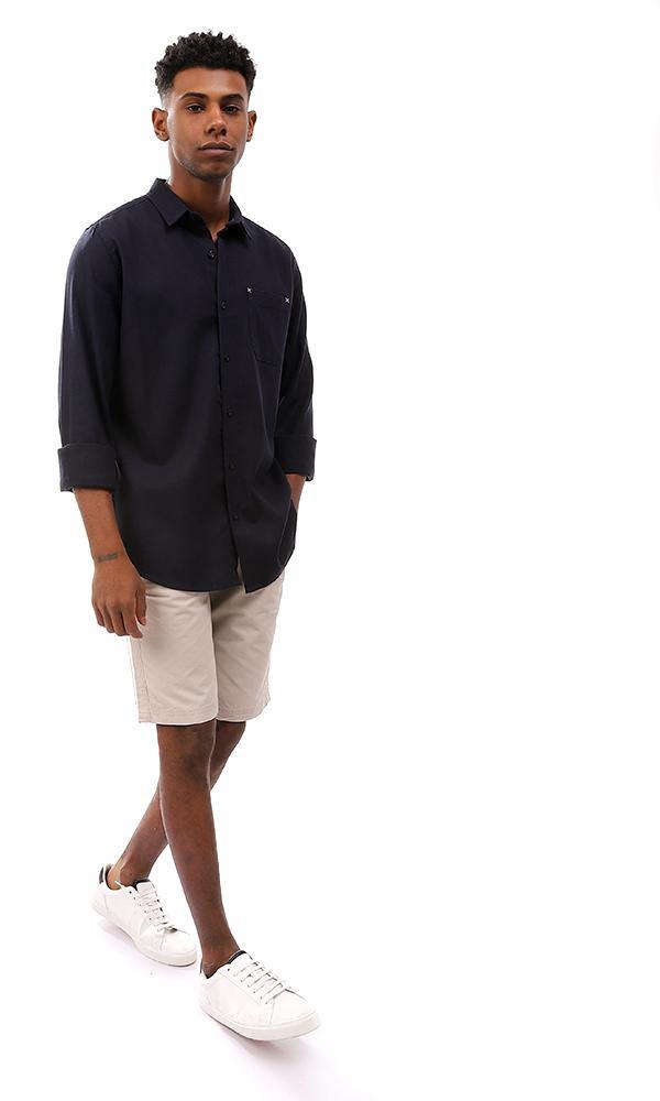 57394 Full Buttoned Shirt With Side Pockets - Navy Blue - Ravin 