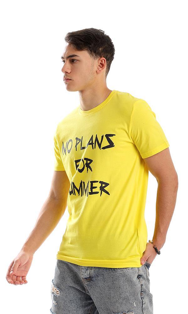 57449 No Plan For Summer Yellow Printed Tee - Ravin 