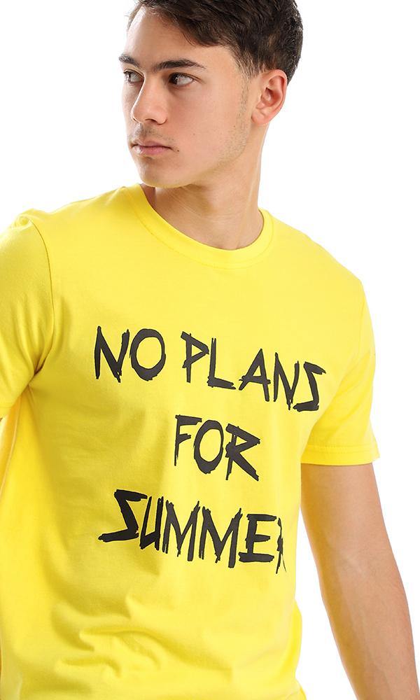 57449 No Plan For Summer Yellow Printed Tee - Ravin 