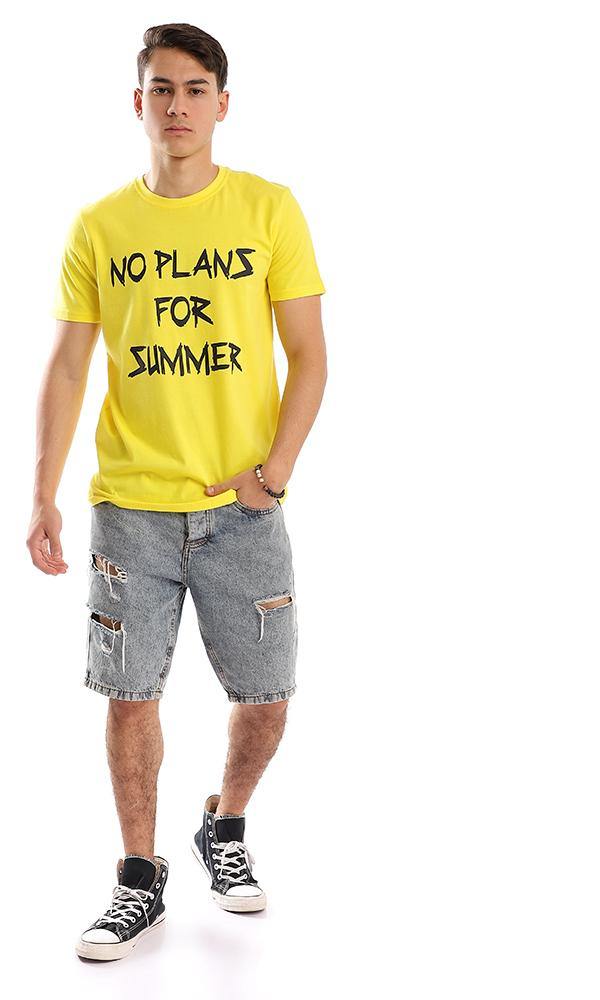 57449 No Plan For Summer Yellow Printed Tee - Ravin 