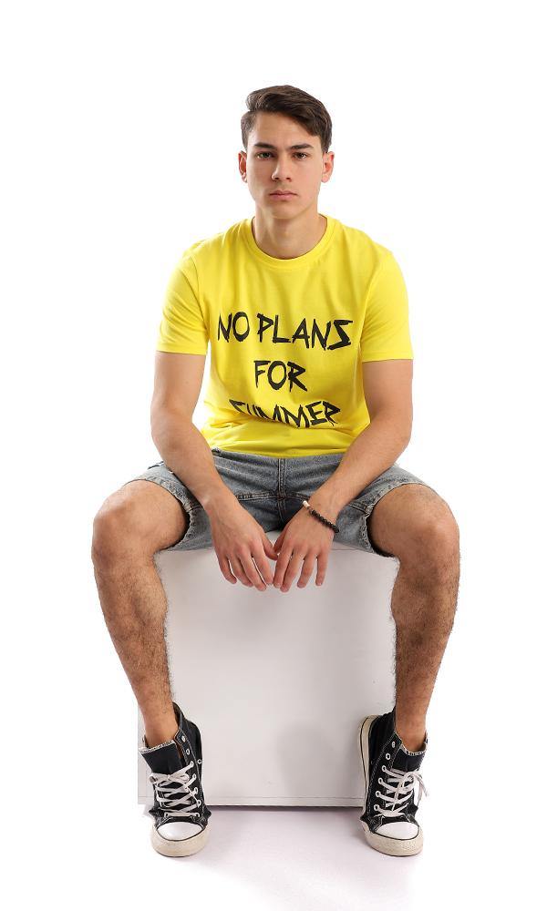 57449 No Plan For Summer Yellow Printed Tee - Ravin 