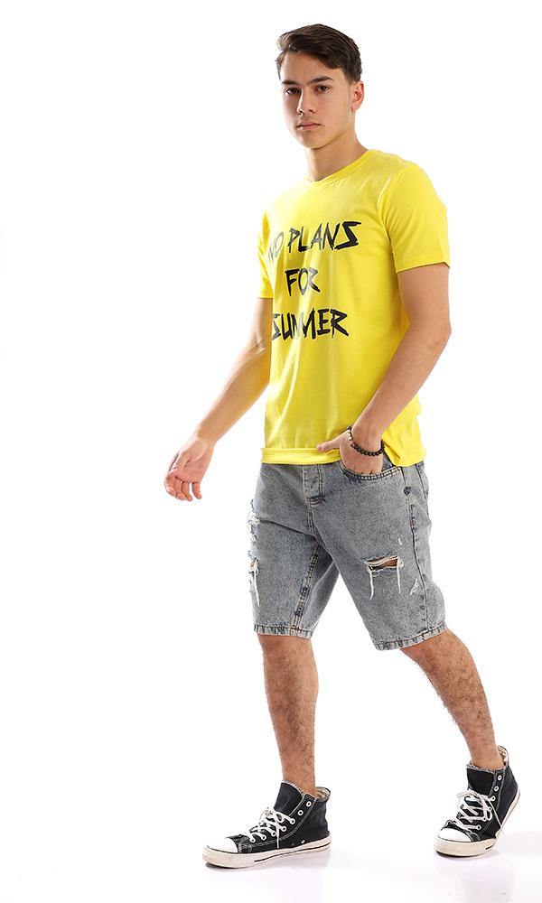 57449 No Plan For Summer Yellow Printed Tee - Ravin 