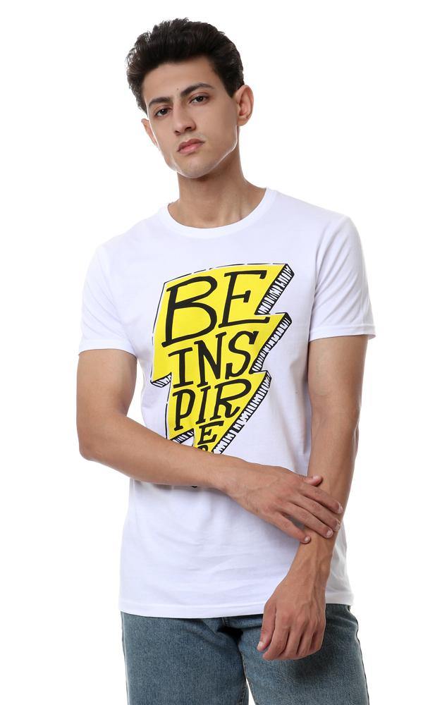 57450 Be Inspired Printed Round White T-shirt - Ravin 