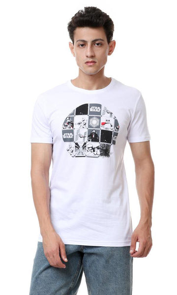 57470 Printed Stars Wars Short Sleeves White Tee - Ravin 