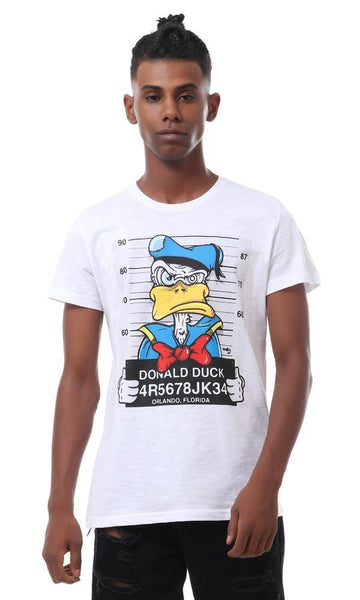 57495 Printed Donald Duck Summer T-Shirt - White - Ravin 