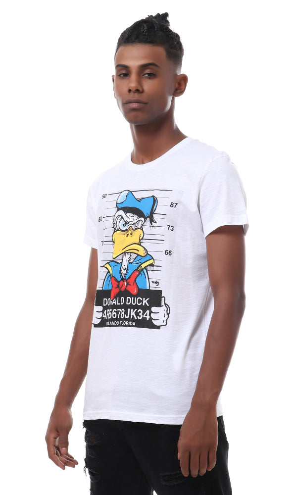 57495 Printed Donald Duck Summer T-Shirt - White - Ravin 