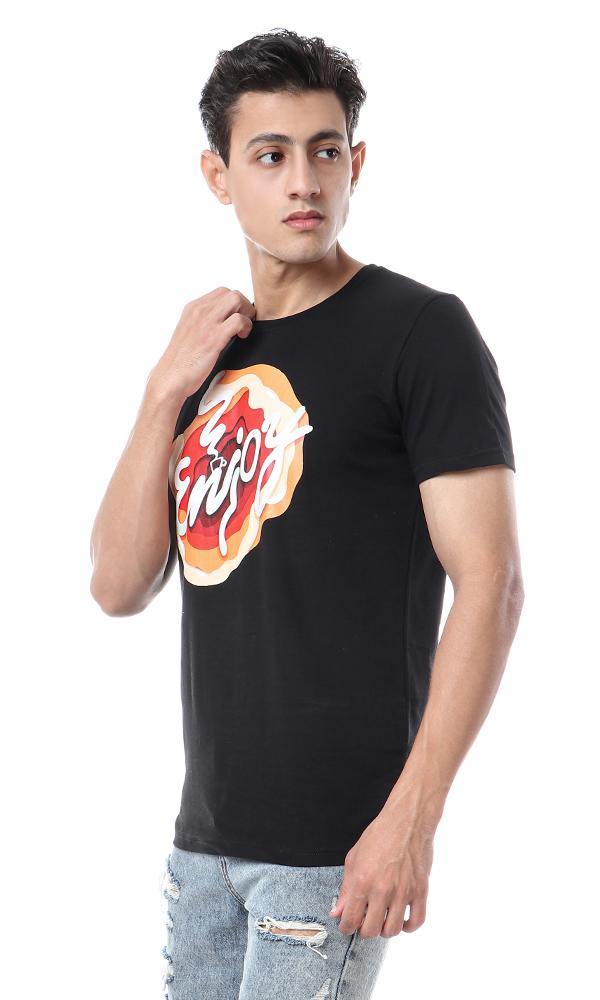 57496 Colorful EnjoyPrint Black Summer T-shirt - Ravin 