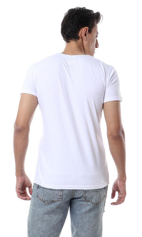 57497 Crew Neck Printed T-Shirt - White - Ravin 