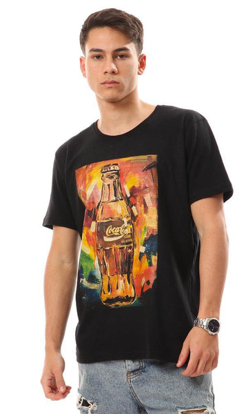 57501 Printed "Coca-Cola" Slip On T-Shirt - Black - Ravin 