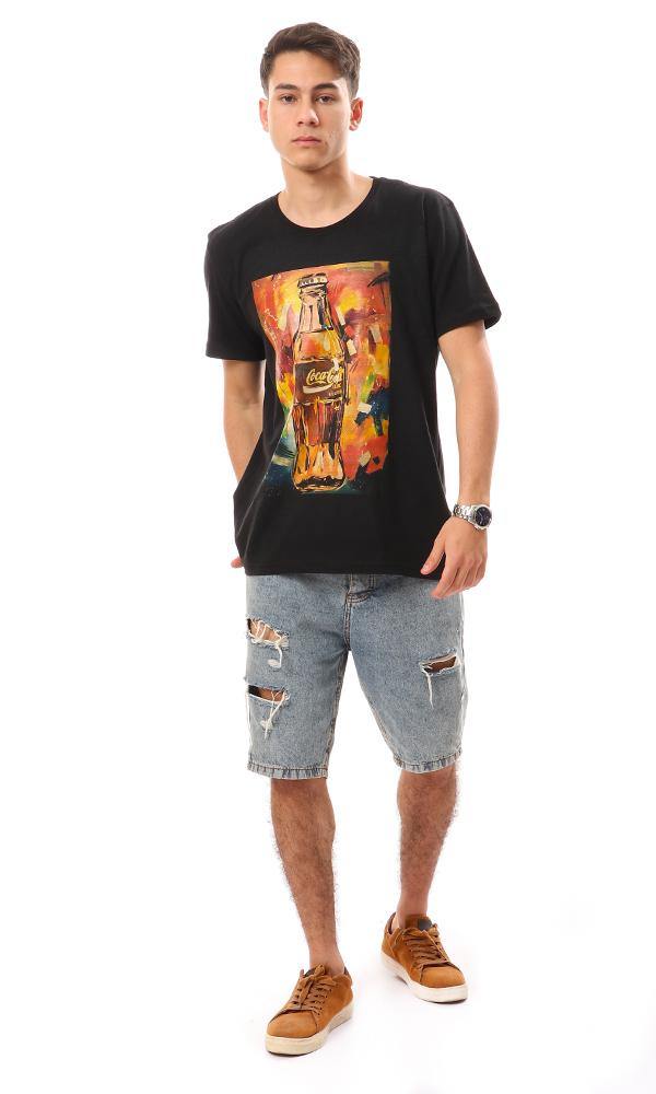 57501 Printed "Coca-Cola" Slip On T-Shirt - Black - Ravin 