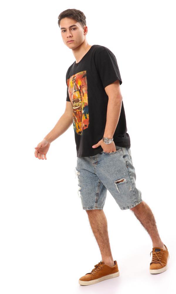 57501 Printed "Coca-Cola" Slip On T-Shirt - Black - Ravin 