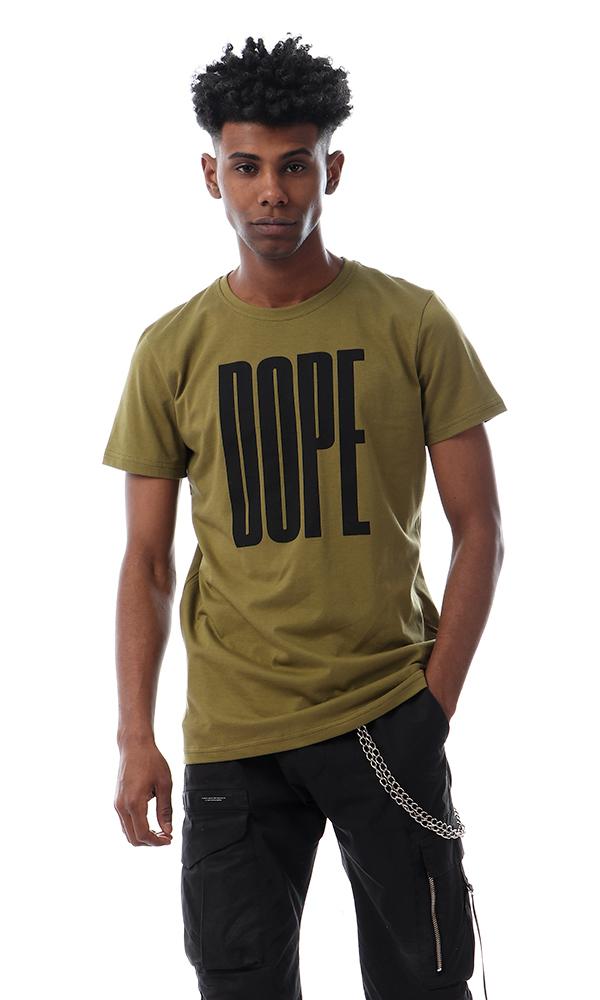 57513 Dope Printed Slip On Olive T-shirt - Ravin 