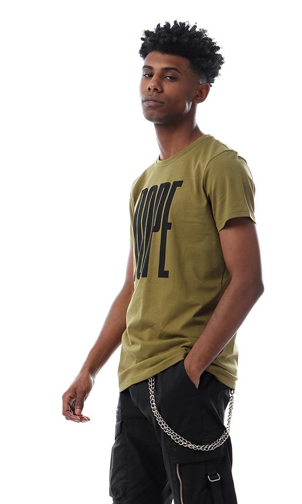 57513 Dope Printed Slip On Olive T-shirt - Ravin 