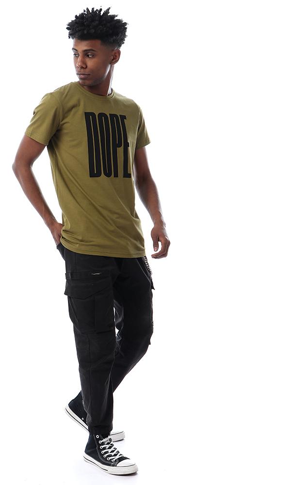 57513 Dope Printed Slip On Olive T-shirt - Ravin 