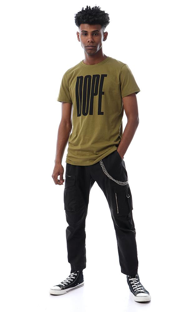 57513 Dope Printed Slip On Olive T-shirt - Ravin 